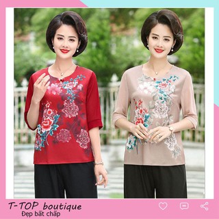 Áo sơ mi voan trung niên cao cấp tay lỡ mẫu mới