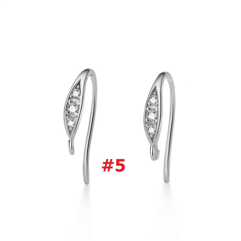 [B6TX] Phụ kiện trang sức (DIY) - Cặp (2) bông tai bạc trống hạt kiểu móc nạm đá Zirconia mẫu tự làm