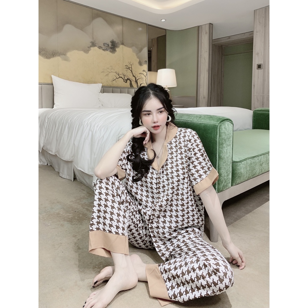 Bộ đồ ngủ nữ pijama lụa mango dễ thương, quần áo ngủ pyjama nữ mặc nhà 13 màu ROSSIE