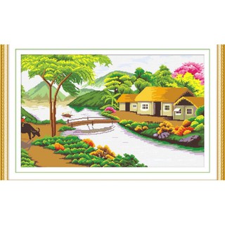 Tranh Thêu Chữ Thập Dòng Sông Thơ Mộng 222739 (khách tự thêu) kt:85x56cm