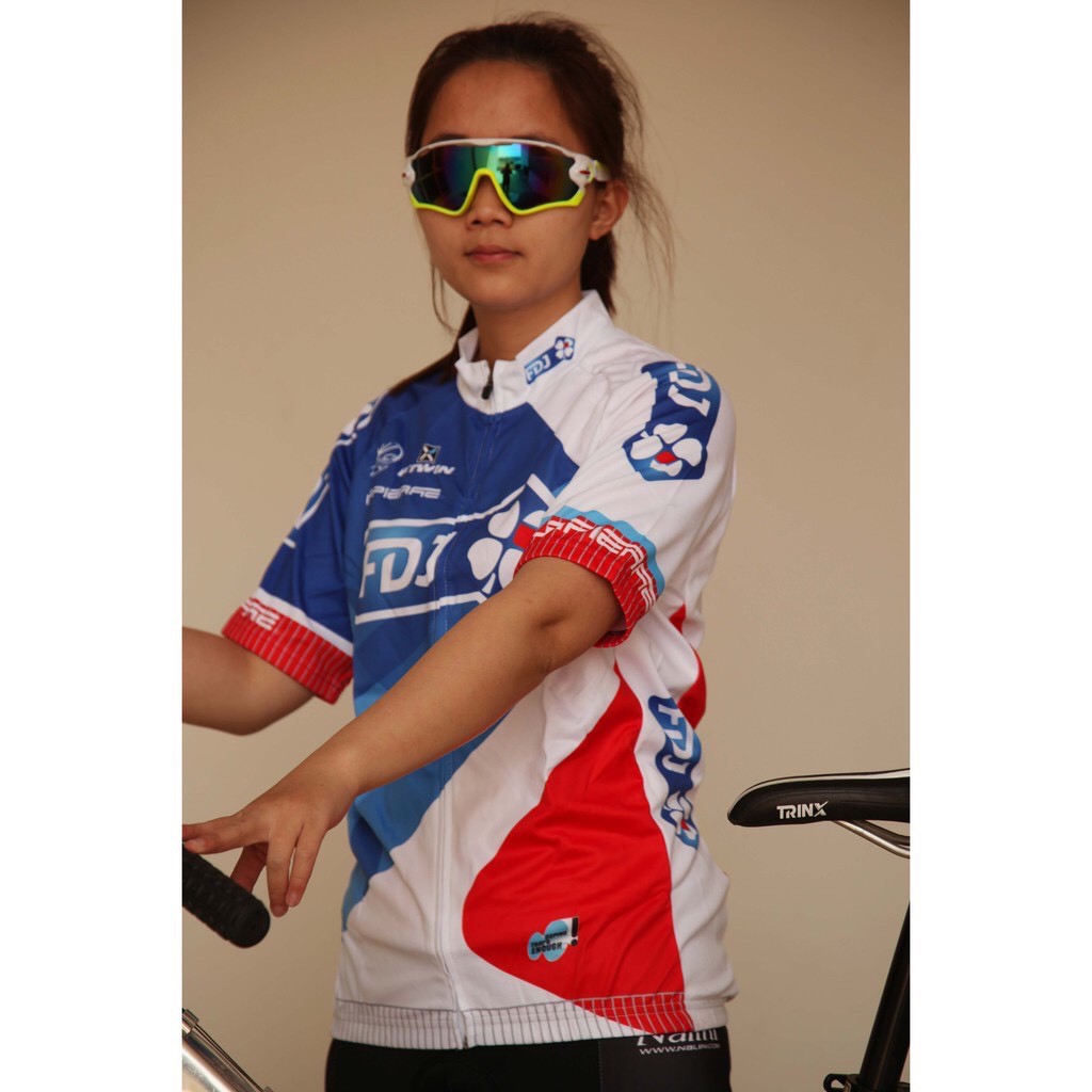 Áo đạp xe áo đi xe đạp nam nữ ngắn tay FDJ