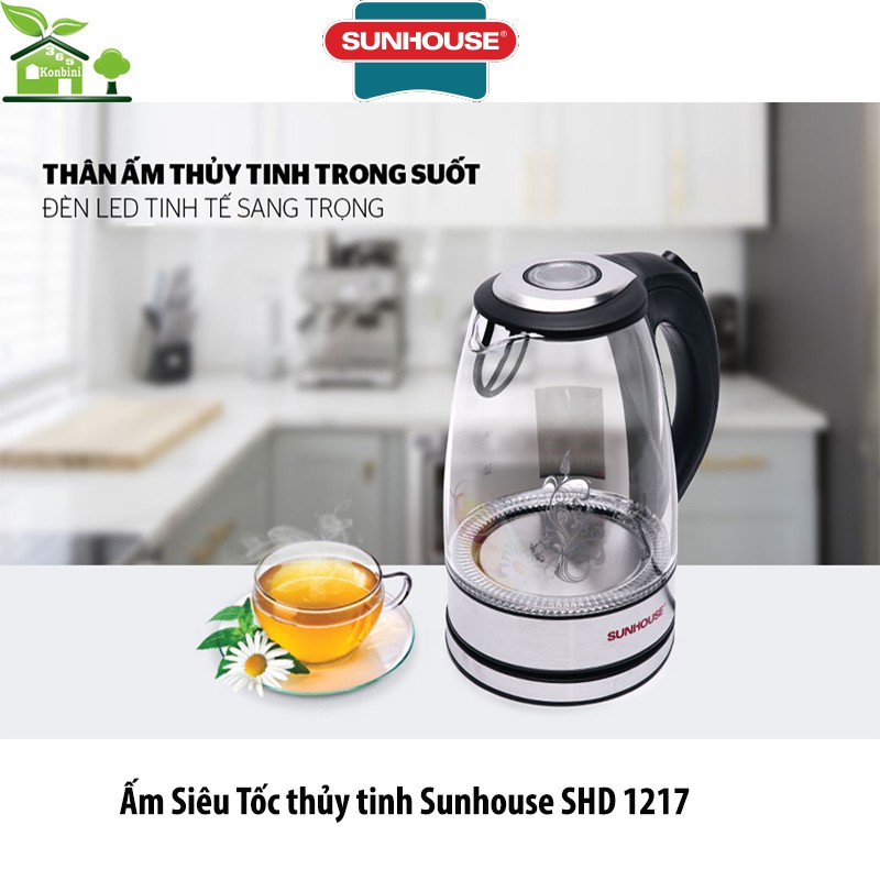 Ấm Siêu Tốc thủy tinh Sunhouse SHD 1217