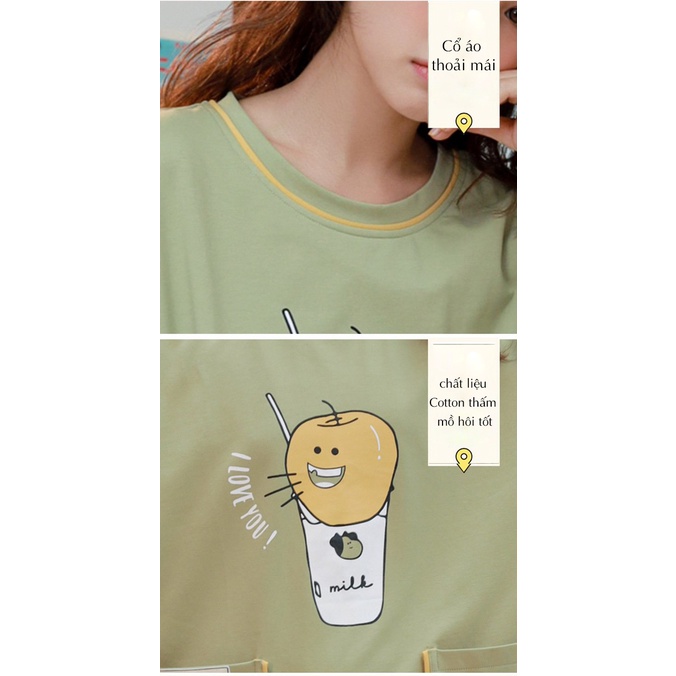 Pyjama Nữ Mặc Nhà , Đồ Ngủ Cộc Tay Chất Cotton Mềm Mát Dễ Thương Thời Trang Quảng Châu Xuân Hè 2023