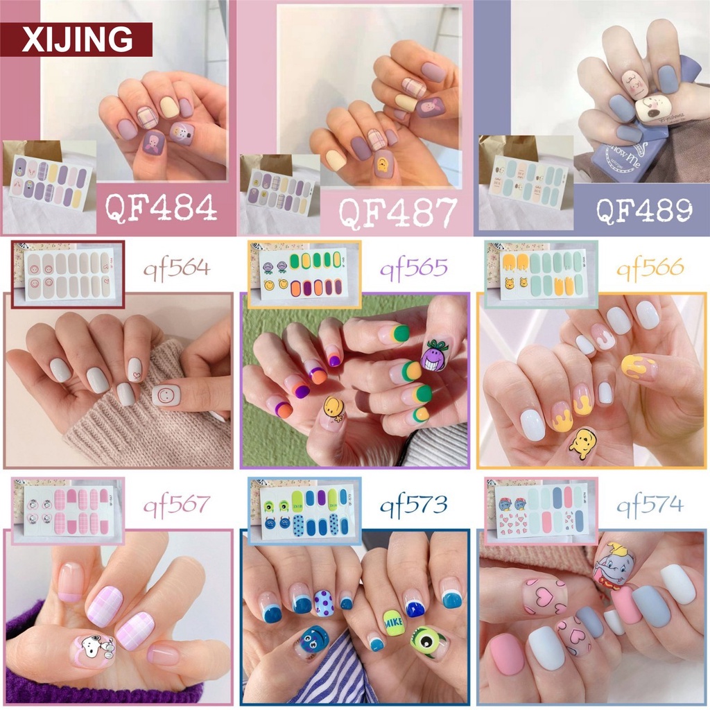 [Hàng mới về] Set 14 miếng dán móng tay chống nước họa tiết hoạt hình độc đáo