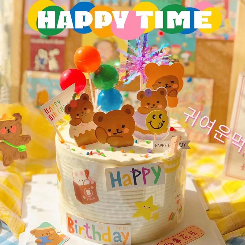 7 / 16 Que Cắm Trang Trí Bánh Kem Hình Gấu Hoạt Hình