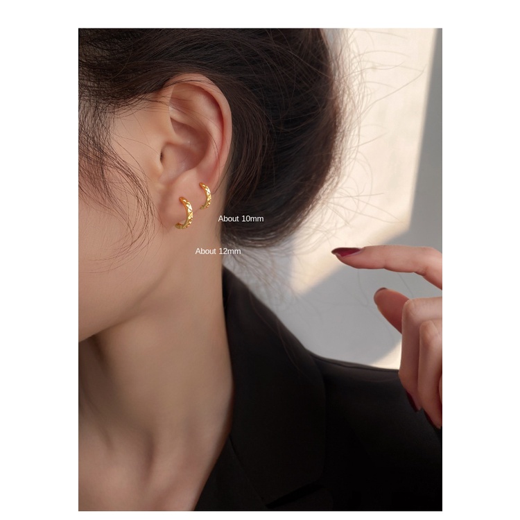 Khuyên Tai Tròn Mini 10mm 12mm 14mm Màu Vàng Kim Cho Nam Nữ