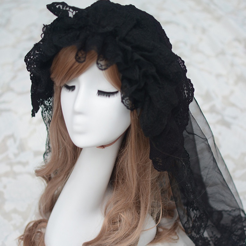Mạng Che Mặt Màu Trắng Đen Phong Cách Lolita Cổ Điển