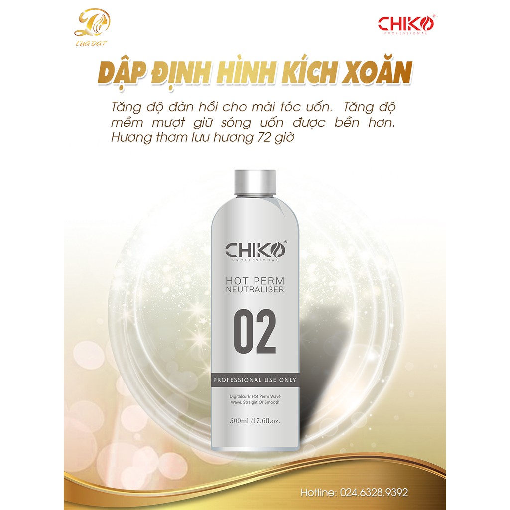 [Gía SALON] Thuốc dập uốn nước định hình kích xoăn CHIKO 500ml (Thuốc uốn số 2)