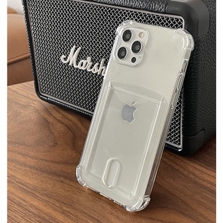 Ốp Điện Thoại TPU Dẻo Trong Suốt Kèm Ngăn Đựng Thẻ Chống Sốc Cho iPhone 11 ProMax 6 6S 7 8 Plus 5 X XS Max