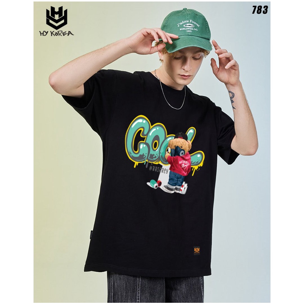 Áo thun nam nữ form rộng tay lỡ Gấu Cool 783 HY KOREA