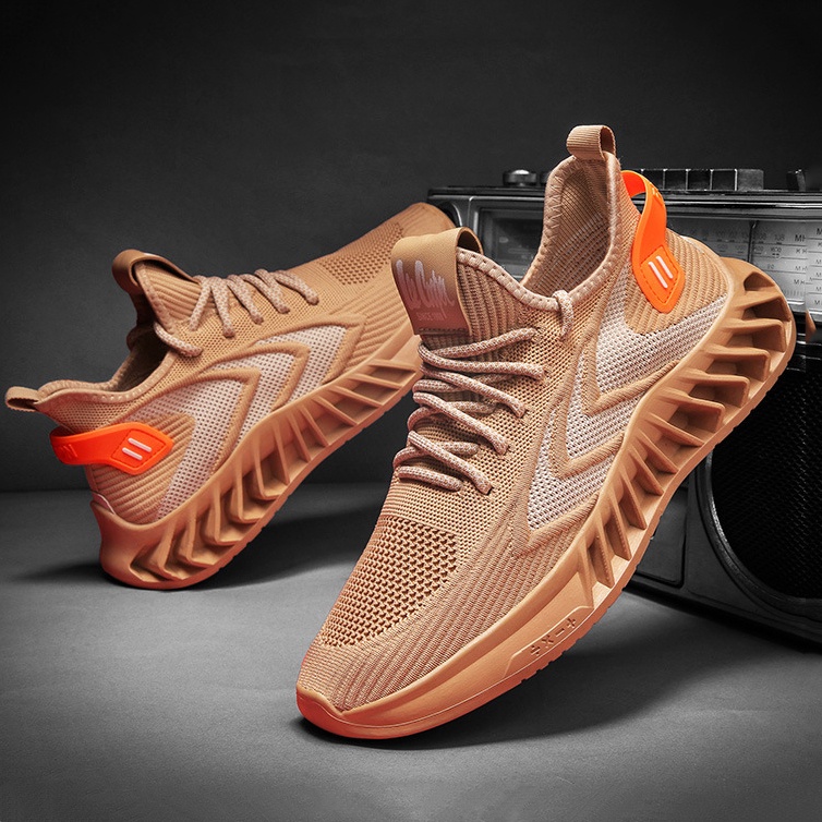 Giày Thể Thao Nam GEMI - Giày Sneaker Màu Trắng - Kaki, Giày Thể Thao Phong Chạy Nhảy, Đi Chơi - G5135