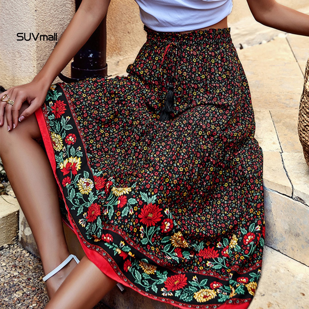 Chân Váy Dài Họa Tiết Hoa Phong Cách Boho Thời Trang Mùa Hè Thoải Mái