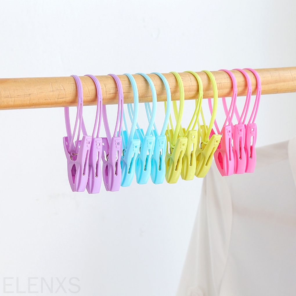 Set 12 Kẹp Phơi Quần Áo Bằng Nhựa Nhiều Màu Sắc Đa Năng