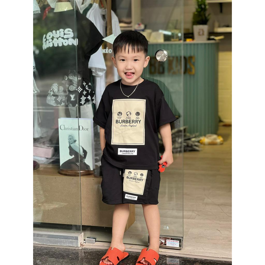 Bộ áo phông quần short bbr ô vuông cho bé trai , set áo thun trẻ em unisex , Kid_genz