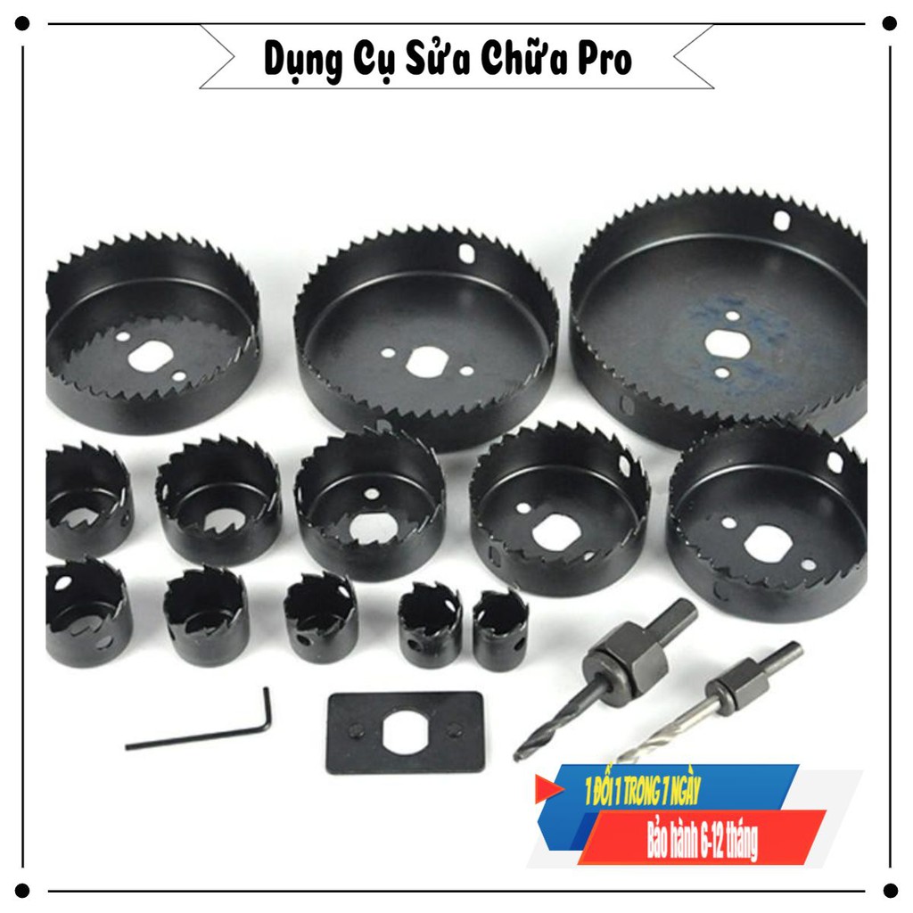 Mũi Khoan Khoét Lỗ Tròn Thạch Cao, gỗ - 13 size vành khoét 19, 22, 25, 28, 32, 38, 44, 54, 64, 76, 89, 102, Ø127mm