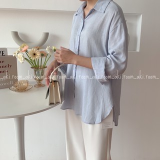Áo sơ mi linen trơn dài tay