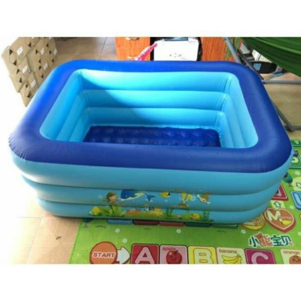 [3 Lớp Siêu Dày]  Bể Bơi Phao 2M1 ( 210x135xCao55Cm ) 3 Tầng Cho Bé, Hàng Loại 1 Có Đáy Chống Trượt, An Toàn Khi Sử Dụng