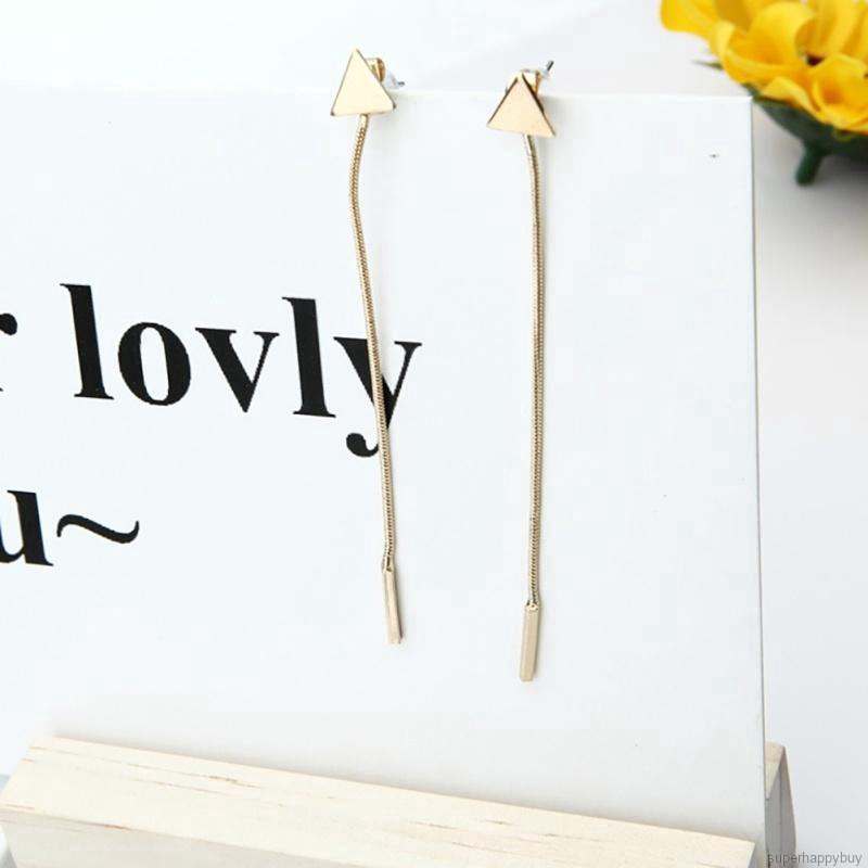 Đôi Khuyên Tai Dài Phối Hình Tam Giác Thời Trang Cho Nữ