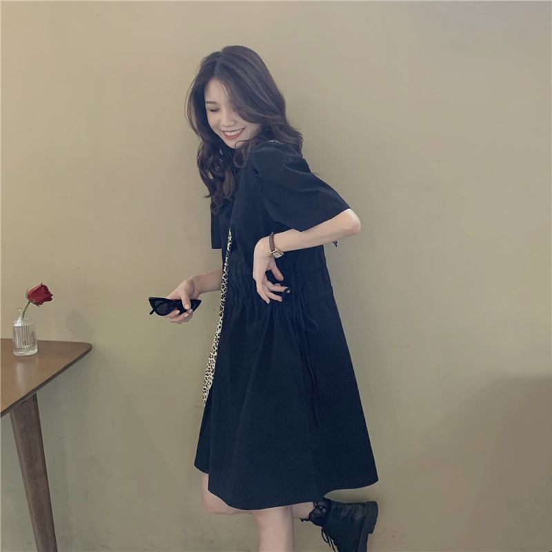 Korean style design simple retro summer loose short-sleeved dress，cheap borong of Koreanfashion women's clothing readystock 210521