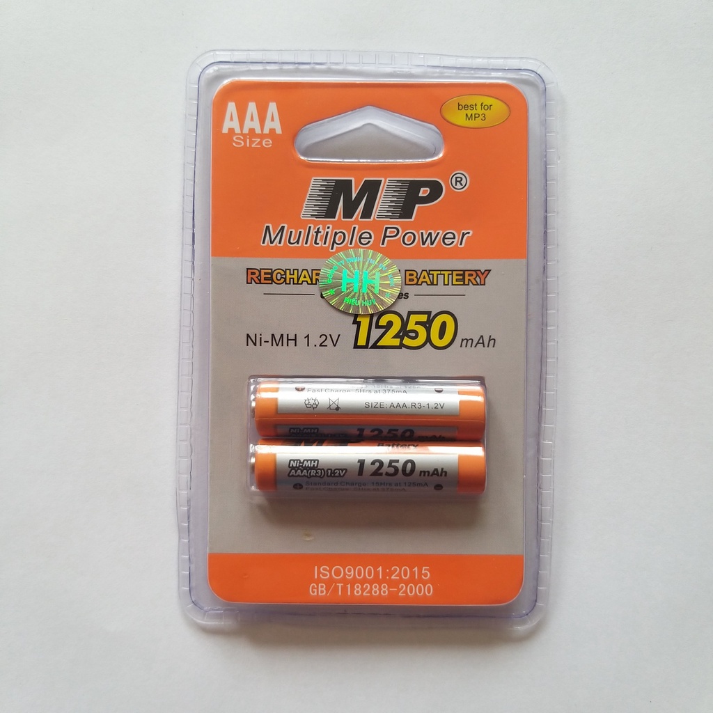 2 viên Pin sạc đũa AAA MP dung lượng cao 1250 maH