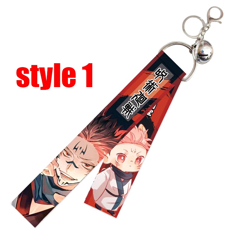 Móc khóa phối lục lạc nhỏ dây dài họa tiết Anime Jujutsu Kaisen Gojo Satoru Yuji Itadori Streamer