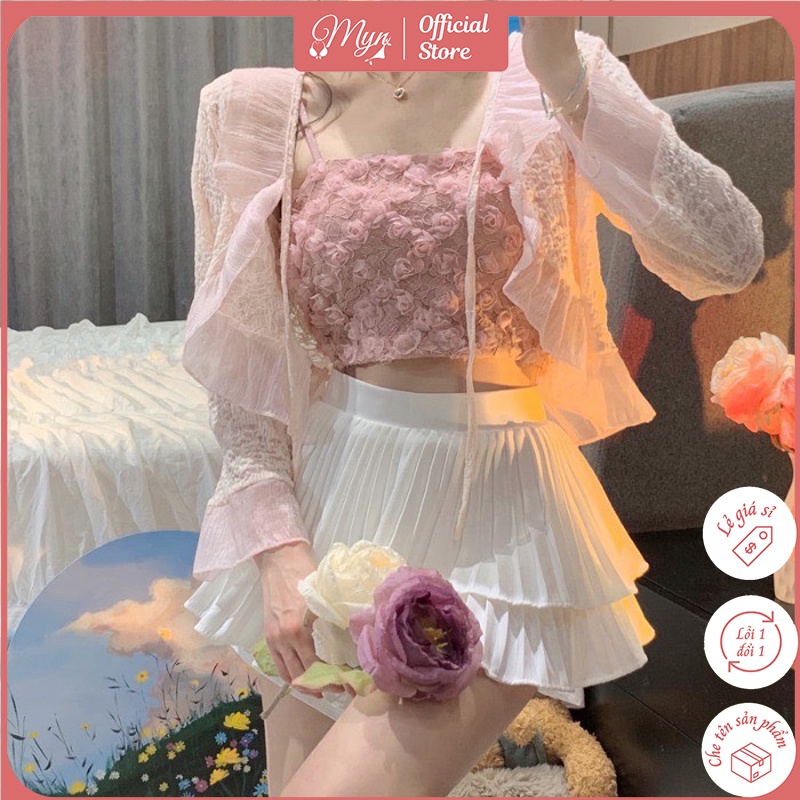 Bra croptop hoa hồng phong cách hàn quốc, có đệm ngực 586