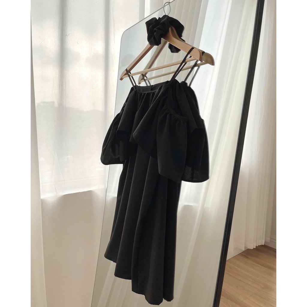 Váy 2 Dây Trễ Vai Rủ PEONYB Nữ [FREESHIP]  Đầm dự tiệc babydoll bánh bèo form rộng màu ĐEN | TRẮNG | XANH Ulzzang