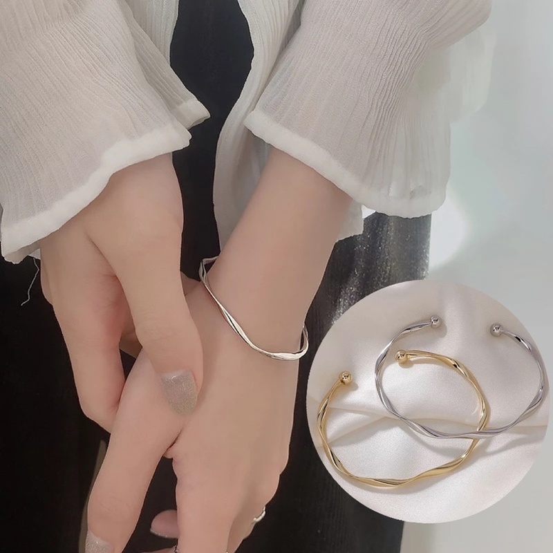 Vòng Đeo Tay Dạng Mở Họa Tiết Gợn Sóng Đơn Giản Thời Trang Ins