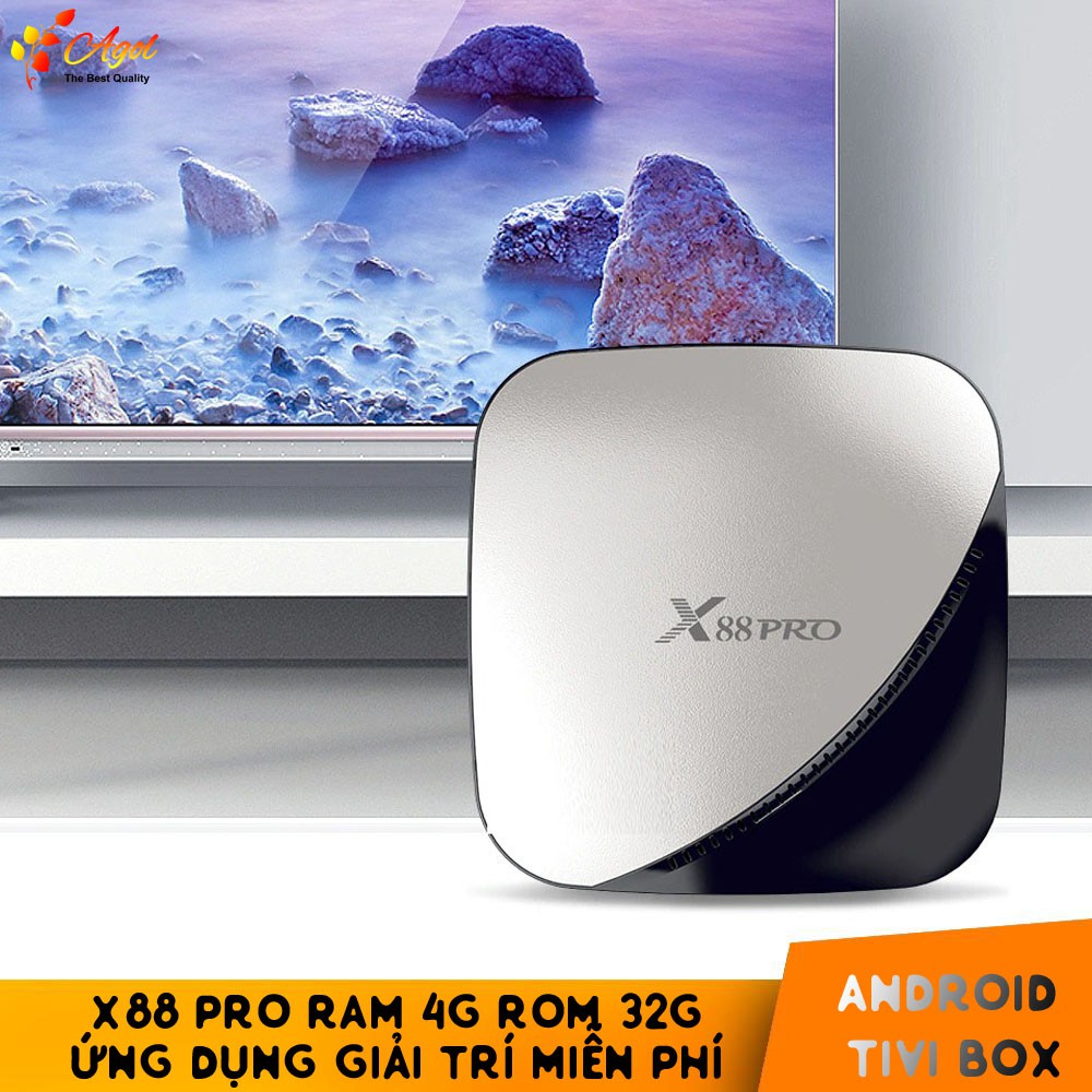 Android TV X88 PRO Ram 4G Rom 32G dùng hệ điều hành Android 9 cài sẵn bộ ứng dụng giải trí miễn phí vĩnh viễn