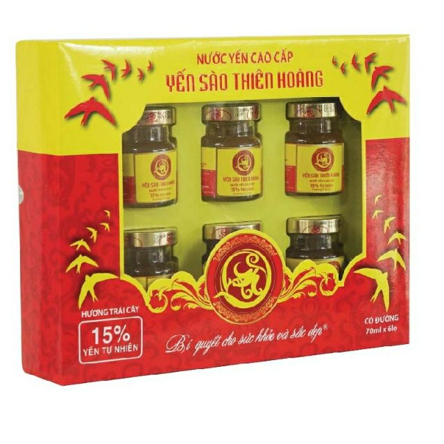 Yến sào Thiên Hoàng 15% yến tổ cao cấp (70ml x 6 lọ)