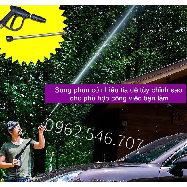 Súng rửa xe áp lực cao ren ngoài 22mm Và 14mm kèm ông nối inox dài 38cm