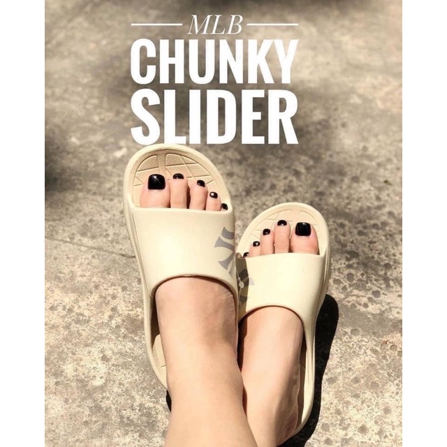 DÉP MLB KOREA CHUNKY SLIDER NY LA SLIDES - DÉP QUAI NGANG CAO SU HACK CHIỀU CAO