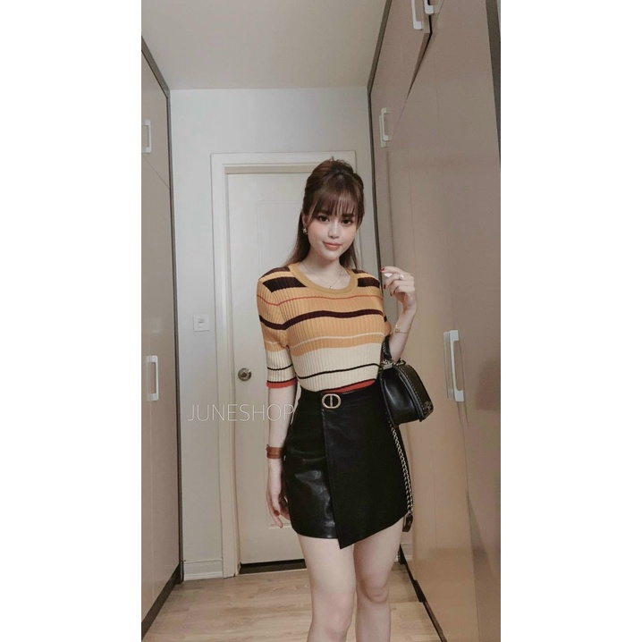 Aó len nữ,áo kẻ tay lỡ lên phom cực đẹp,chất vải bao xịn siêu co giãn ôm phom dáng