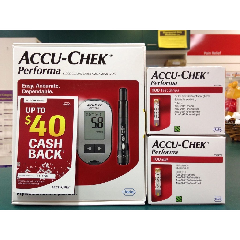 Máy đo đường huyết Accu-chek AccuChek Performa của Mỹ tặng kèm 01 hộp test 25 QUE