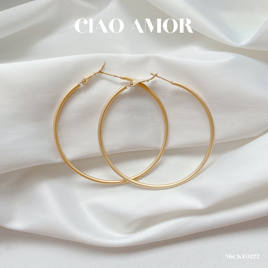 Khuyên tai nữ, Bông tai tròn to mảnh sang trọng đi tiệc Trang sức Ciao Amor -KT0277