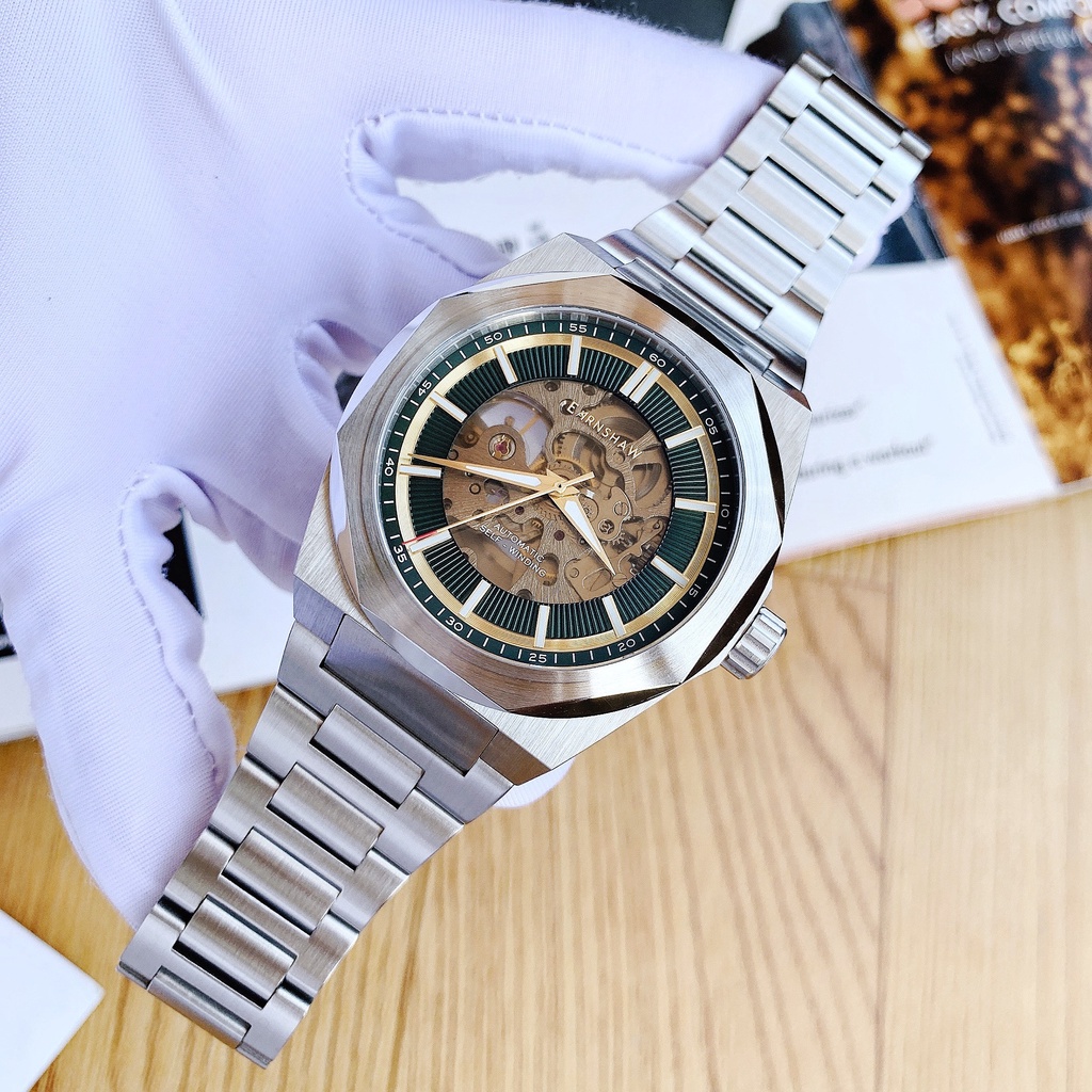 Đồng Hồ Nam THOMAS EARNSHAW ES-8182-44 Automatic Dây Sắt Mặt Xanh Lá