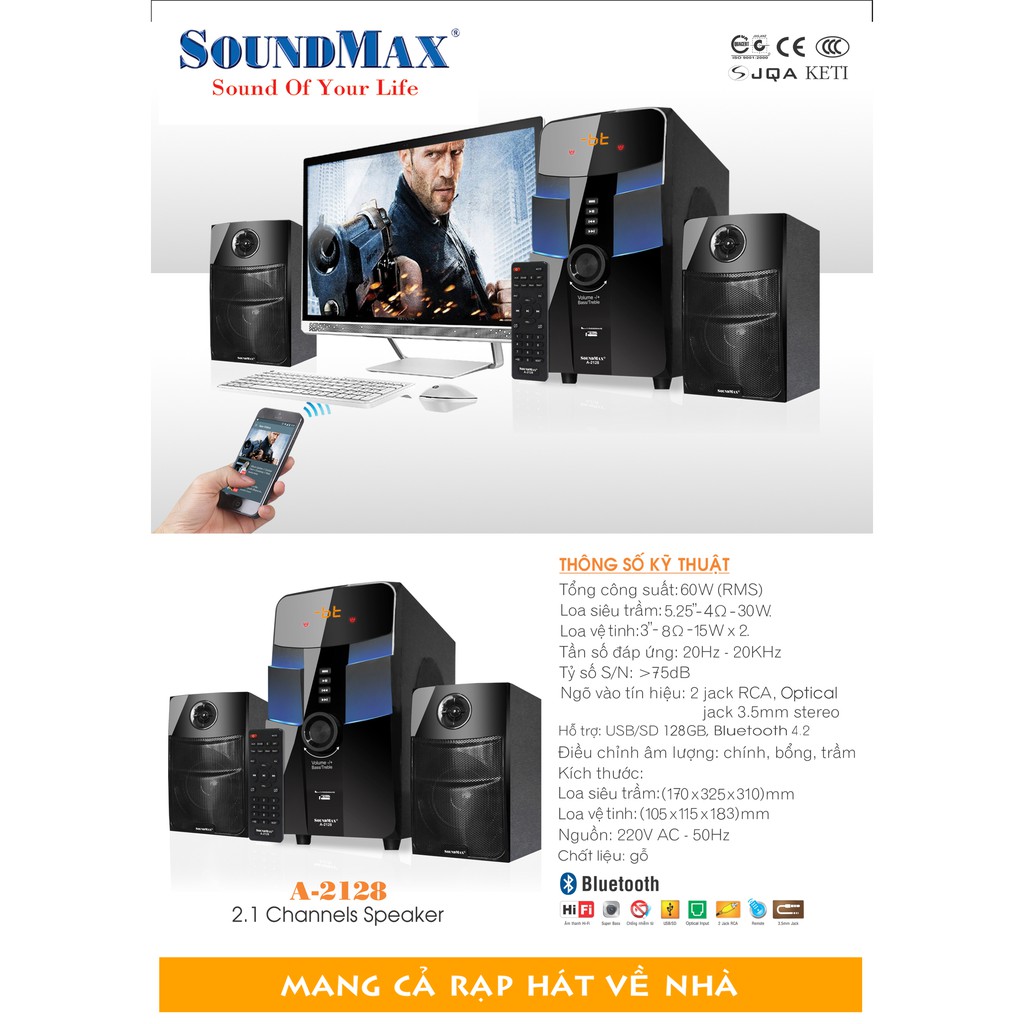 Loa Vi Tính SoundMax A-2128/2.1 - Hàng Chính Hãng