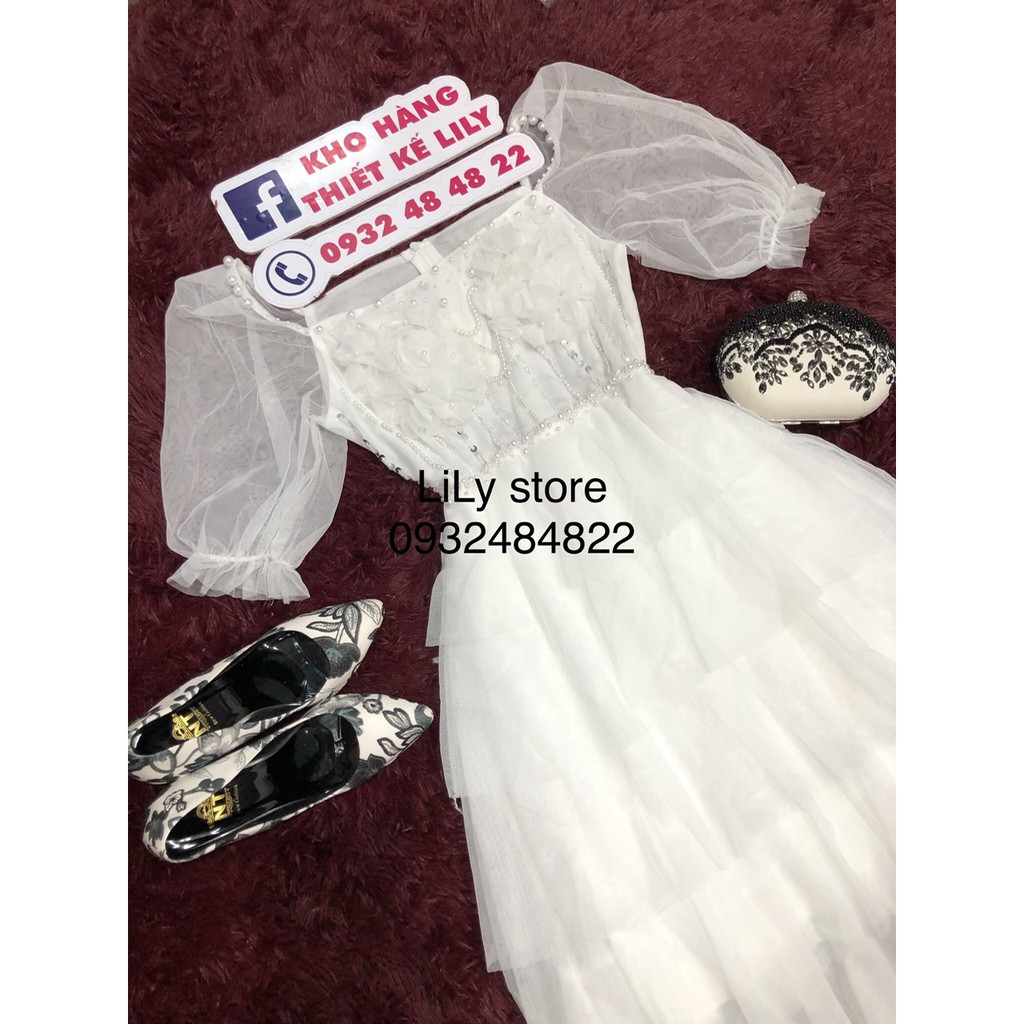 ẢNH VÀ VIDEO SHOP TỰ QUAY 10000%  đầm tầng kết hoa nổi