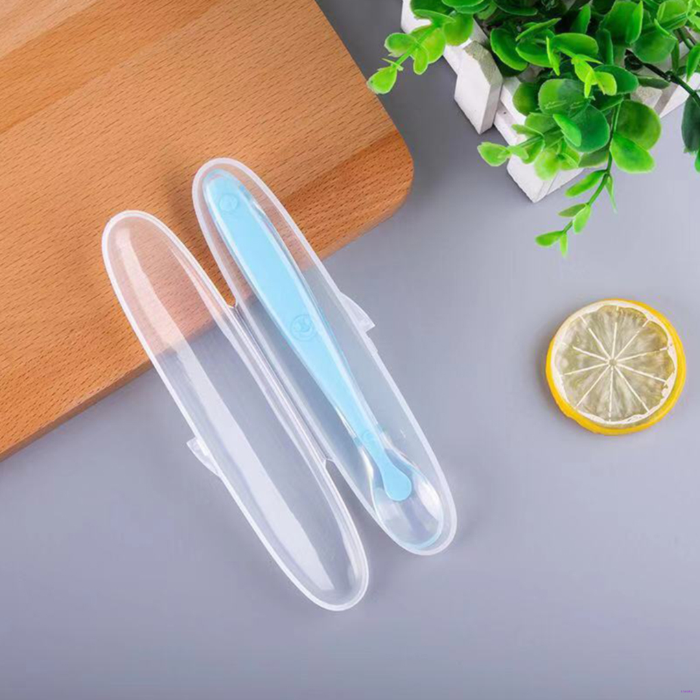Hộp Đựng Muỗng Nĩa Bằng Silicone Trong Suốt Cho Bé