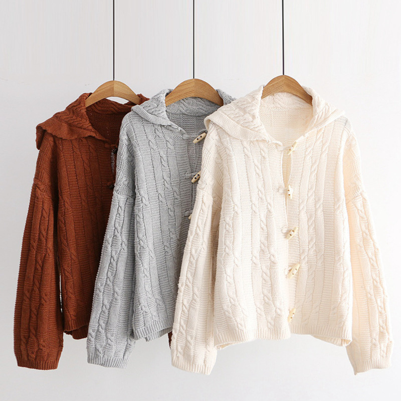Áo Khoác Cardigan Dệt Kim Dáng Rộng Tay Dài Thời Trang Thu Đông Cho Nữ