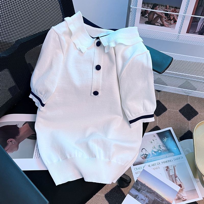 Áo Thun Dệt Kim Cổ Polo Tay Ngắn Thời Trang Mùa Hè Hàng Mới Dành Cho Bạn Nữ