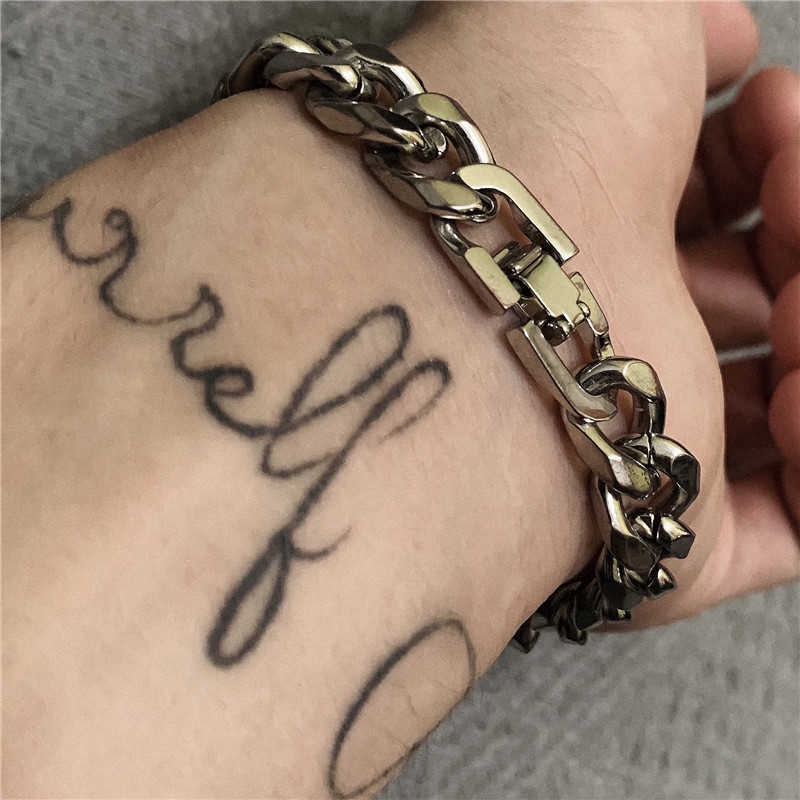 Vòng tay dây chuỗi thép titan phong cách hip hop thời trang cho nam