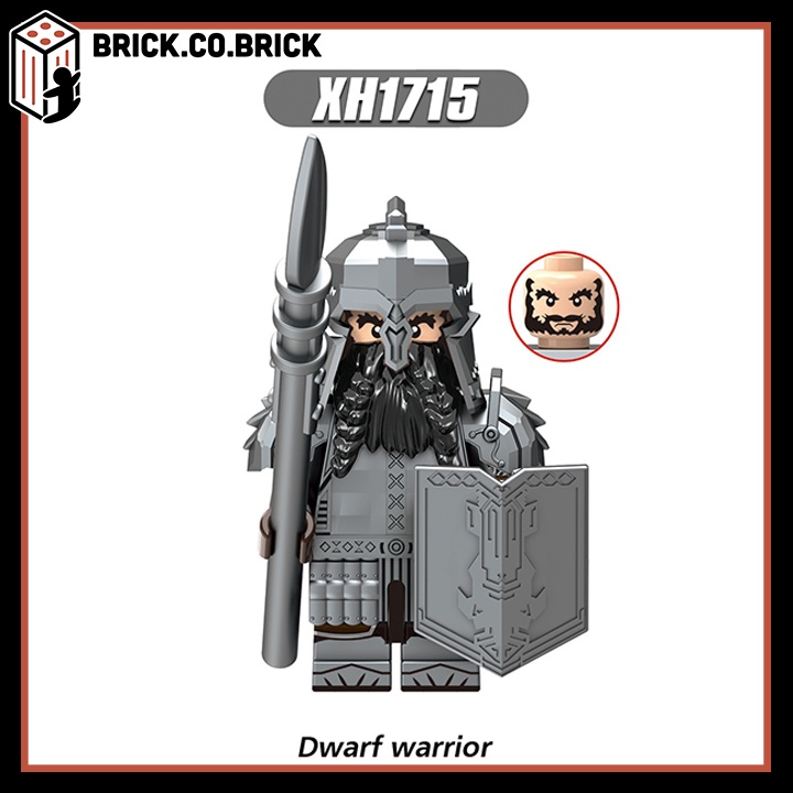 Dwarf The Hobbit Đồ chơi Lắp ráp Mô hình Chiến binh Quỷ tộc lùn Lord of the Rings Minifigure Trung Cổ X0314