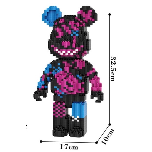 Mô hình lắp ráp le go gấu Bearbrick Jinx nhân vật liên minh huyền thoại 32.5cm trưng bày trang trí 3D CỰC HOT
