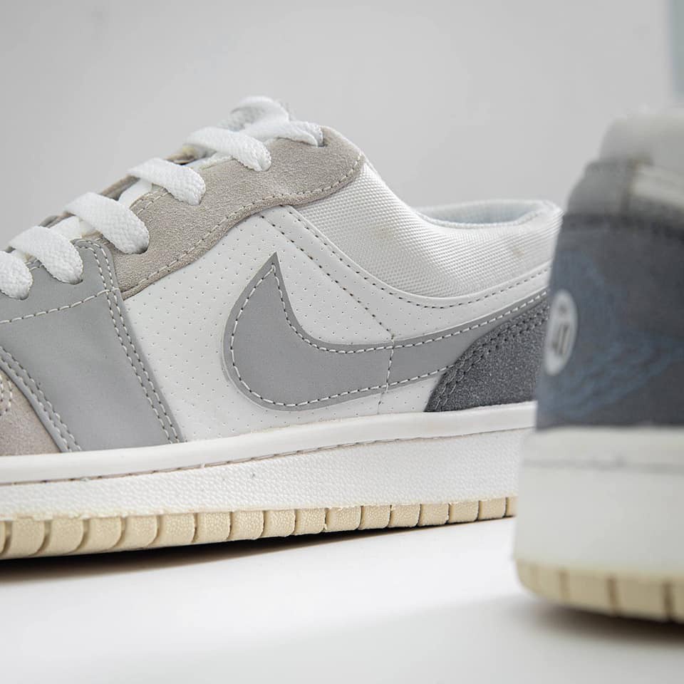 Giày thể thao Jordan 1 xám xanh cổ thấp  Giày Jodan xám xanh paris nam nữ cao cấp Full Box Bill