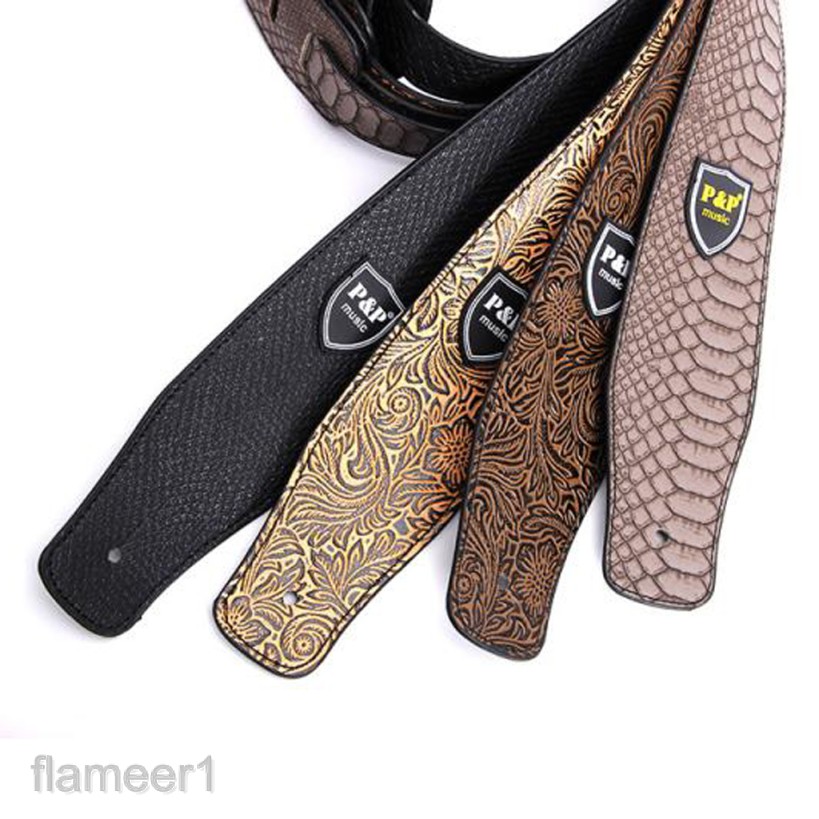 Dây Đeo Bằng Da PU Bền Bỉ Dành Cho Đàn Guitar Bass Flameame1