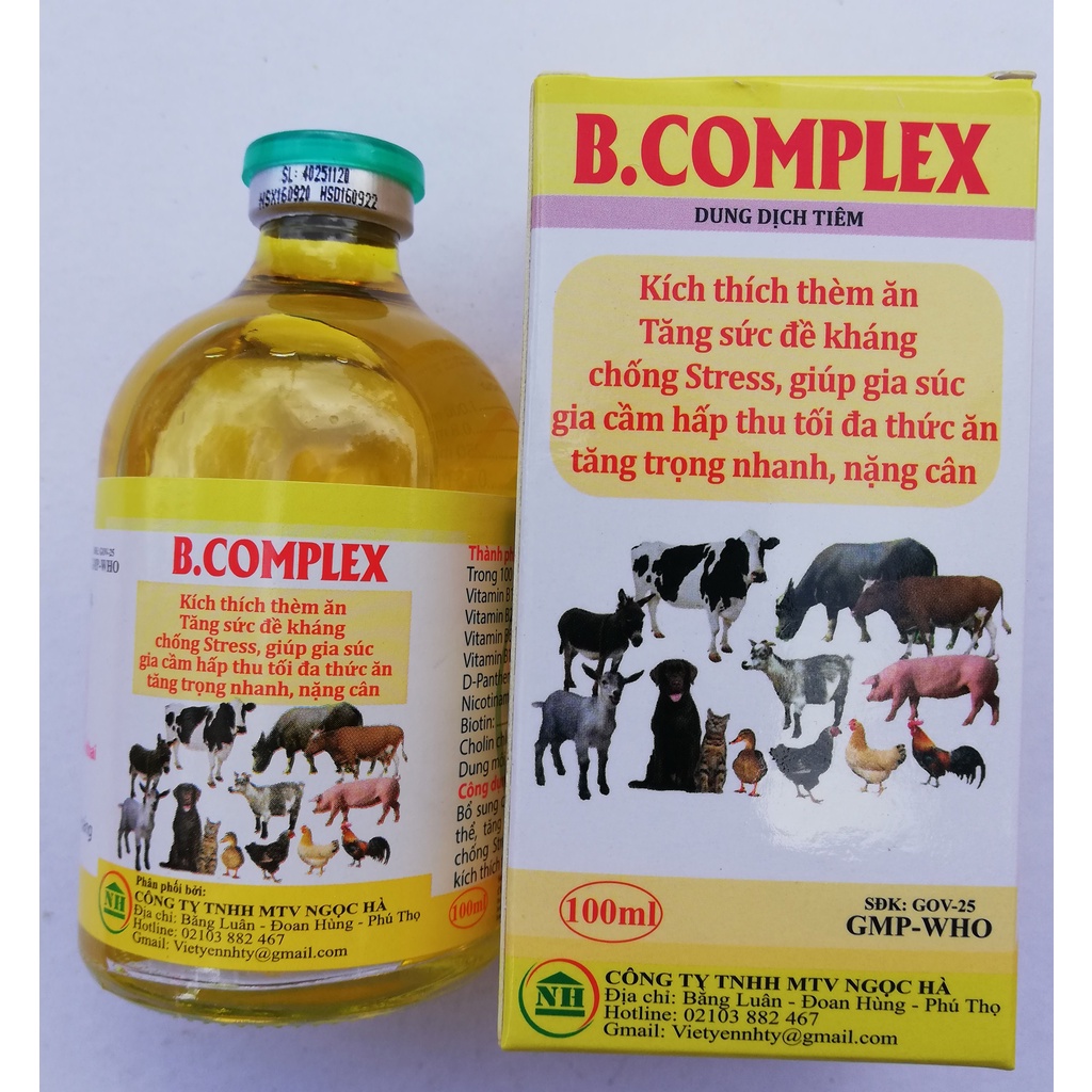 1 lọ B.complex 100ml dùng tốt cho gia súc, gia cầm, trâu, bò, lợn, gà, gà chọi, gà đá, chim cảnh, chó mèo