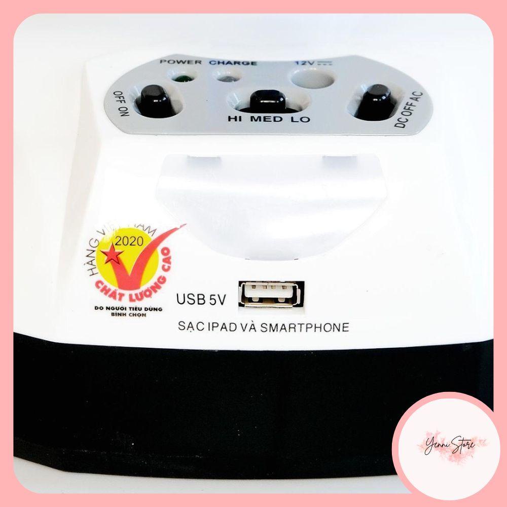 Quạt Sạc Tích Điện Để Bàn AC&DC 12 Inch Honjianda FL301 1/2b Bình - Có Đèn Ngủ LED & USB