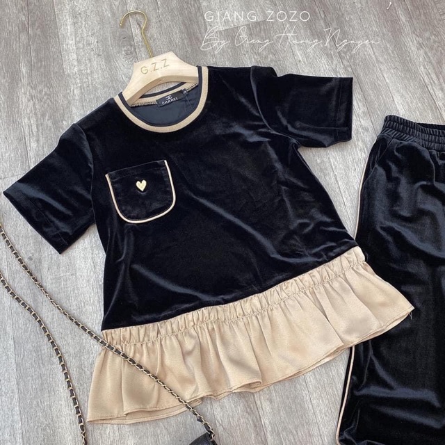 Bộ nhung phối bèo dành cho nữ | BigBuy360 - bigbuy360.vn