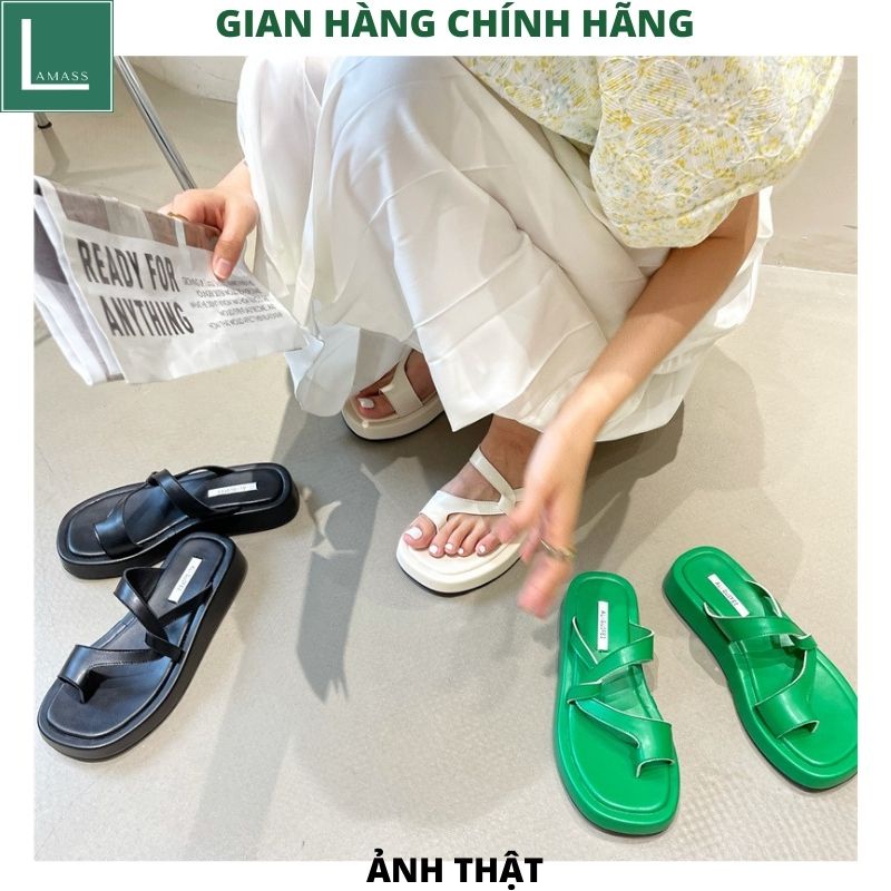 Dép xỏ ngón đế bằng kiểu dáng thời trang phong cách ulzzang cá tính dành cho nữ, dép lê nữ form chuẩn - LAMASS